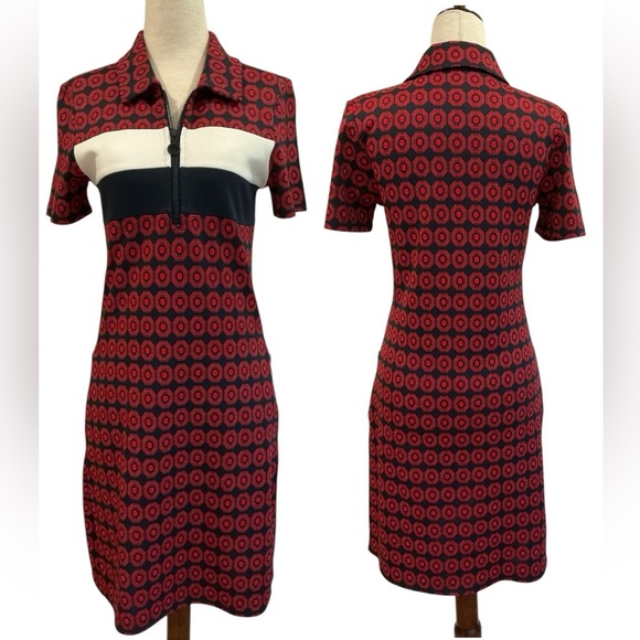 Tory Burch Dresses & Skirts - Tory Burch Sports Jacquard Color Block Dress Red and Navy Size XSmall